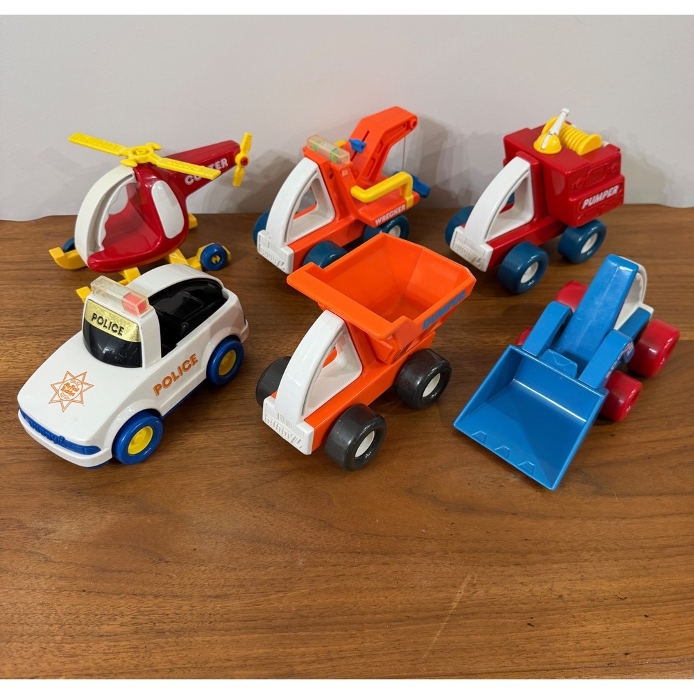 Vintage Buddy L My First Buddies Toy Vehicle Lot Police Trucks Copter 6pc